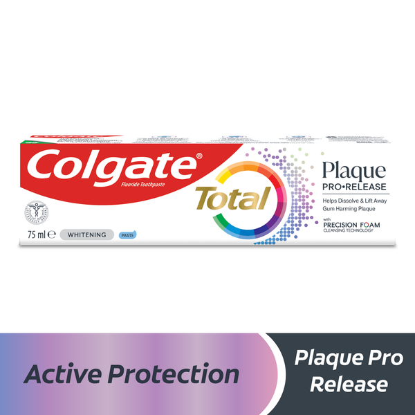 Colgate Total Plaque Pro-Release Toothpaste Fluoride Paste Natural Whitening 75 ml