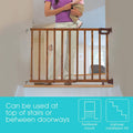 Summer Infant Deluxe Stairway Wood Safety Gate Antique Oak Hardware Mounted