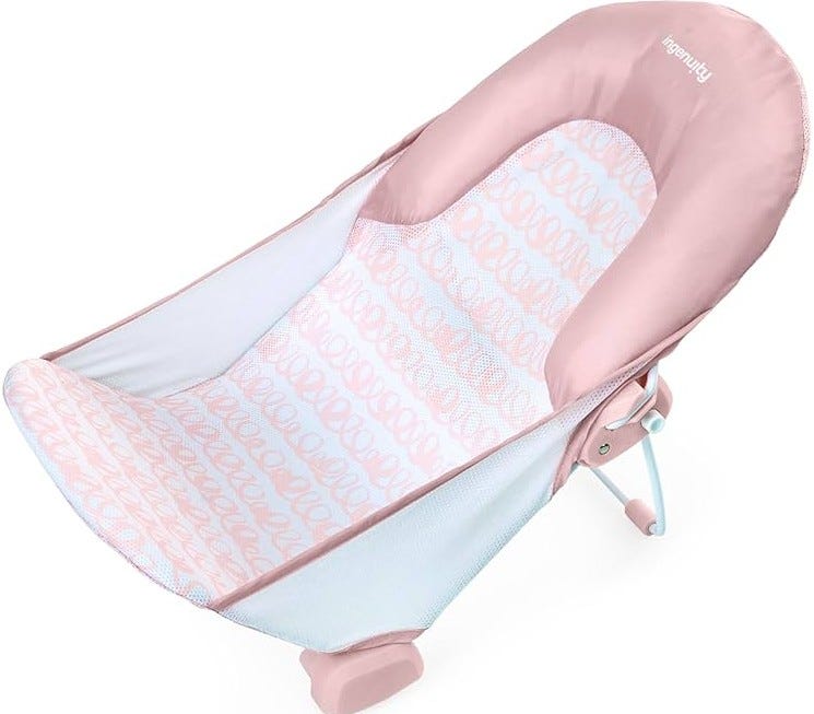 Summer Infant Foldaway 2-Position Baby Bather Mesh Sling Pink, 0-6 Months