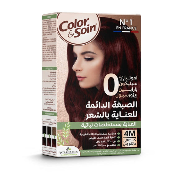 Color & Soin Permanent Hair Color 4M Mahogany Chestnut Plant Protein 135 ml