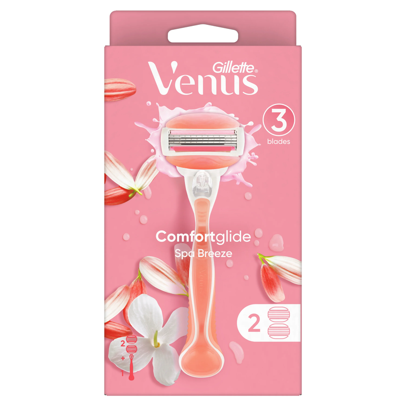 Gillette Venus Comfortglide Spa Breeze Razor with Moisturizing Strip and 2 Refill Blades