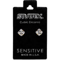 Studex S749STX Stud Earrings, White Zircon, 24K Gold-Plated, 316 Surgical Stainless Steel, 1 Pair