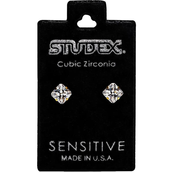 Studex S749STX Stud Earrings, White Zircon, 24K Gold-Plated, 316 Surgical Stainless Steel, 1 Pair