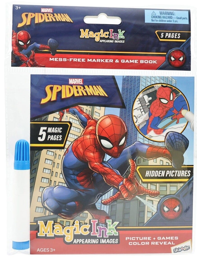 Marvel Spider-Man Mini Magic Ink Coloring Book, Clear Marker, 5 Pages