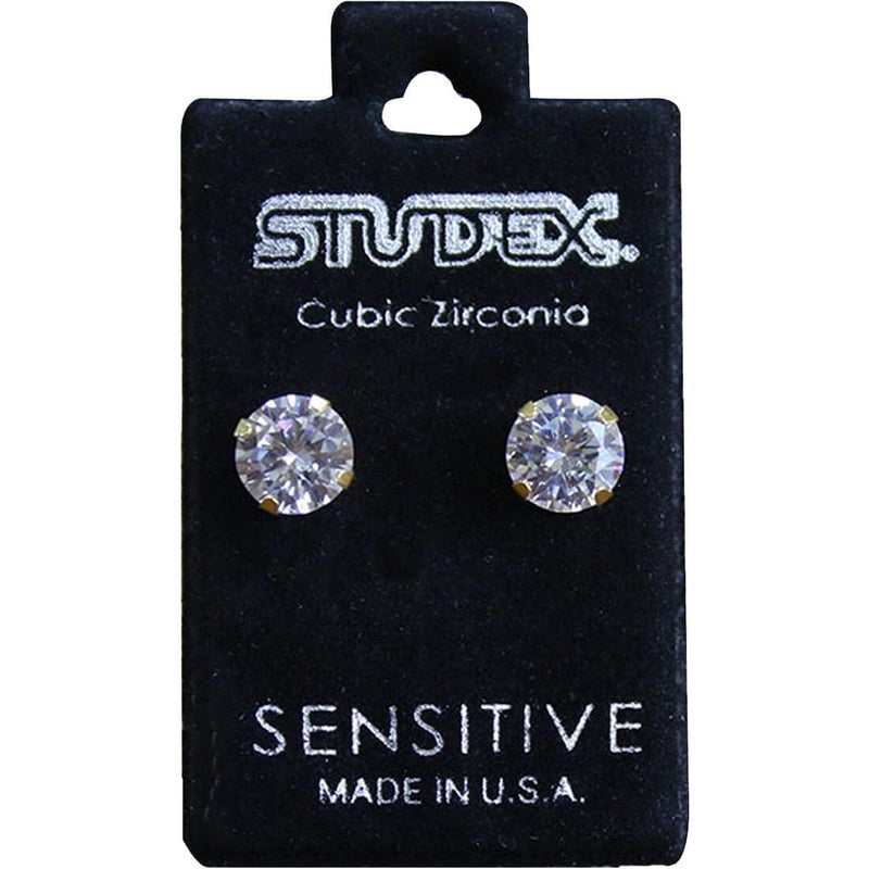 Studex S6100STX Gold-Plated Zircon Stud Earrings, 316 Surgical Stainless Steel, 1 Pair