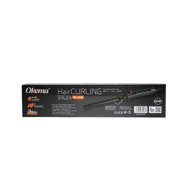 Okema Curling Iron 22mm Ceramic Barrel Fast Heating OK-1098