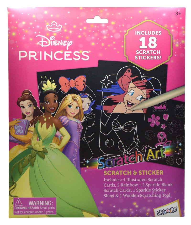 Disney Princess Scratch Scribble Activity Kit, Scratch Art Cards and Stickers, Ages 3+