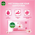 Dettol Sensitive Skin Wet Wipes pH Neutral Emollient Formula 10 Pieces