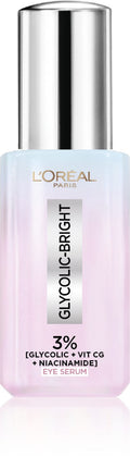 L'Oreal Paris Glycolic-Bright Eye Serum Liquid 3% Glycolic Acid, Vitamin Cg & Niacinamide, 20 ml