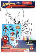 Marvel Spider-Man Colouring Sheets Art & Craft Kit, 8 Sheets, 6 Markers & Sticker Sheet
