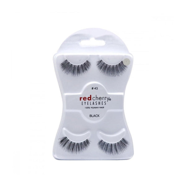 Red Cherry Black Eyelash Set 43 Natural Human Hair Reusable