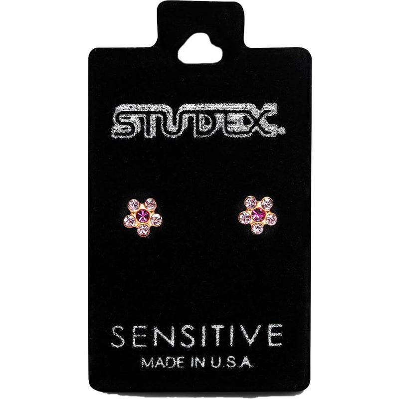 Studex S6023STX Stud Earrings, White Zircon, 24K Gold-Plated 316 Stainless Steel, 1 Pair