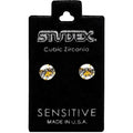 Studex S784STX Stud Earrings, White Zircon, 24K Gold-Plated 316 Stainless Steel, 1 Pair
