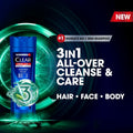 Clear for Men 3-in-1 Shampoo Active Cool Hair, Face and Body Wash 600ml