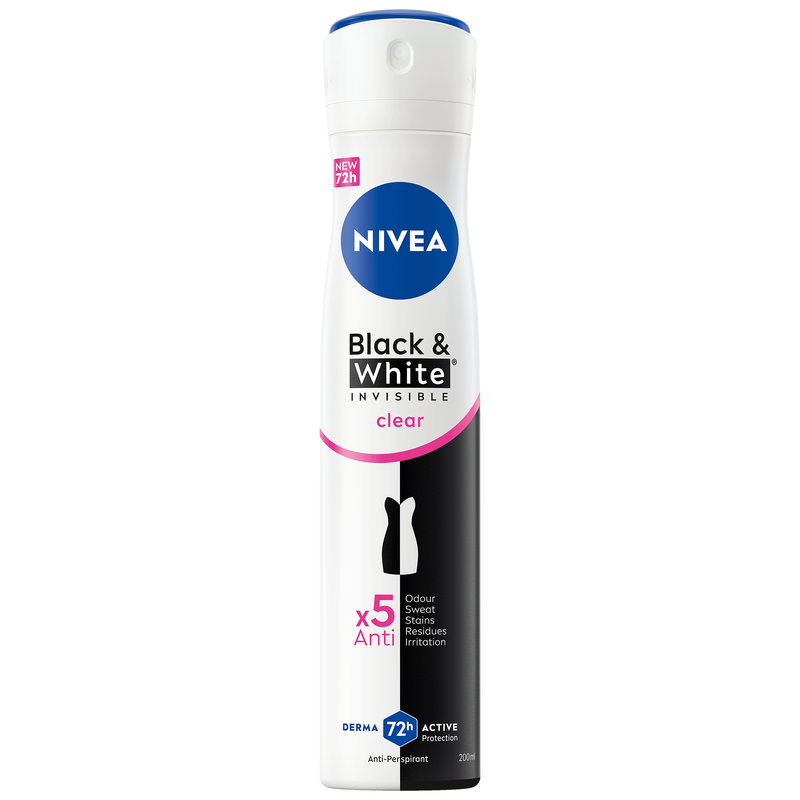 NIVEA Black & White Invisible Antiperspirant Spray Floral Scent 72H Protection 200ml