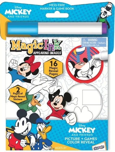 Disney Mickey and Friends Magic Ink Book With Stickers, 16 Reveal Pages, 2 Sticker Sheets