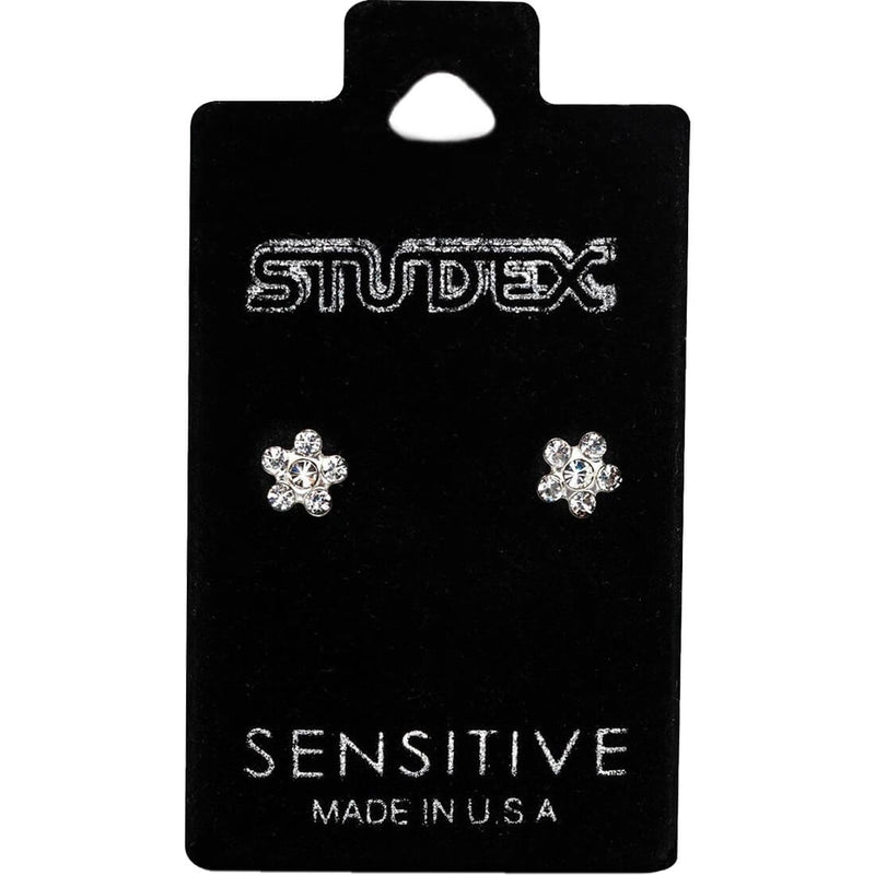 Studex Sensitive S6004WSTX Stainless Steel Stud Earrings, Nickel-Free Zircon, 1 Pair