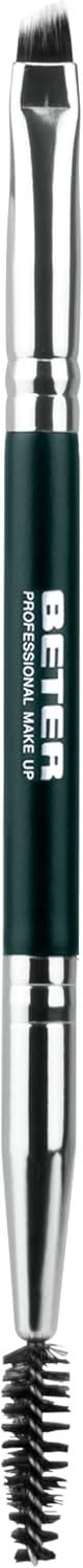 Beter No8 Double Eyebrow and Eyelash Brush, Spoolie and Angled Synthetic Bristles, 1 Pc