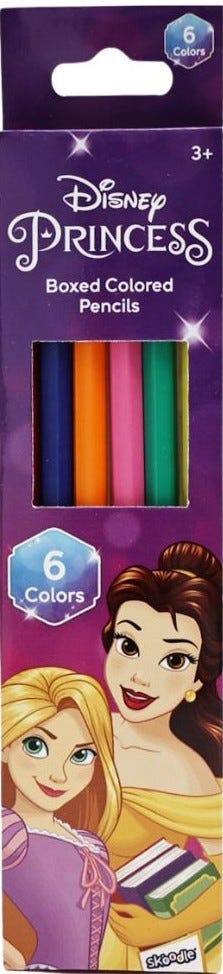 Disney Princess 6 Colored Pencils Set Vibrant Colors 6 Pieces