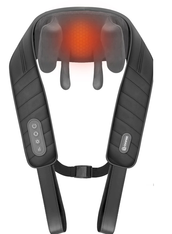 Comfier CF-6811 Shiatsu Neck and Shoulder Massager, Cordless 4D Kneading with Heat