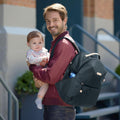 Skip Hop Go Envi Eco-Friendly Diaper Backpack Grey Blue Hex with Changing Pad and Food Tower