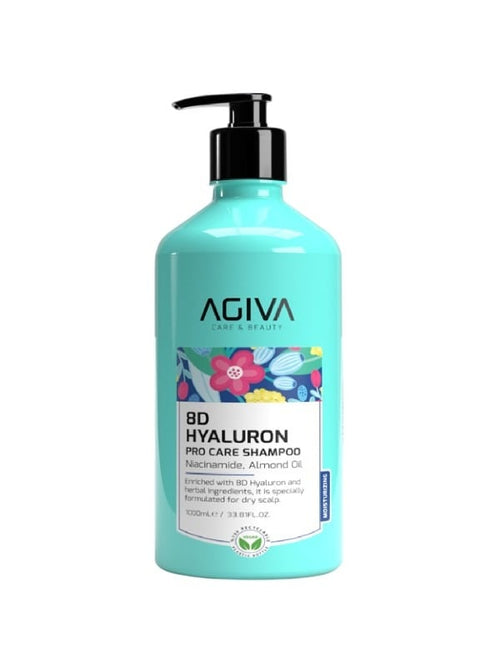 AGIVA Pro-Care 8D Hyaluron Niacinamide Shampoo, Hydrating Formula, 1000 ml