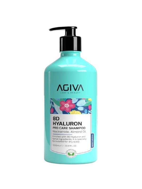 AGIVA Pro-Care 8D Hyaluron Niacinamide Shampoo, Hydrating Formula, 1000 ml