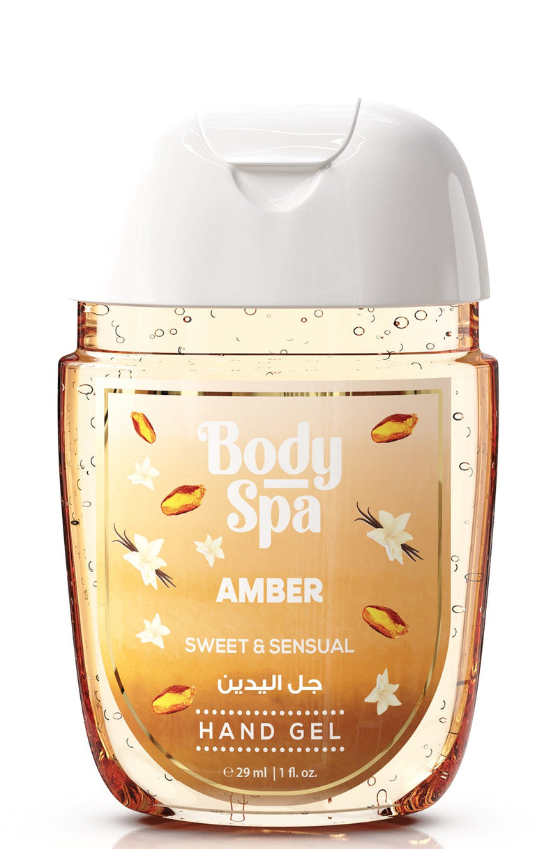 Body Spa Amber Hand Gel Quick-Dry Sanitizer Sweet & Sensual Amber Fragrance 29 ml