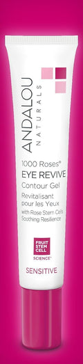 Andalou Naturals Eye Revive Roses Eye Contour Gel, Alpine Rose Stem Cells, Rose, 0.6 oz