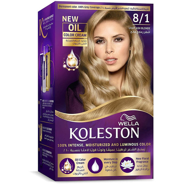 Koleston Color Cream Color Kit Permanent Hair Color Argan Oil 8/1 Light Ash Blonde