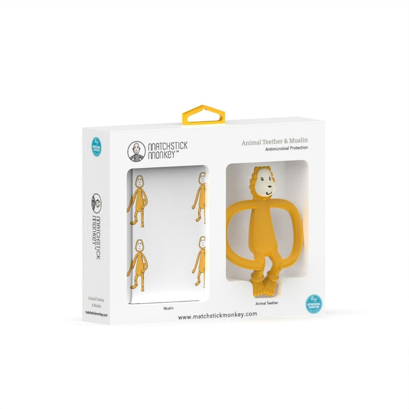 Matchstick Monkey Animal Teether & Muslin Gift Set Lion