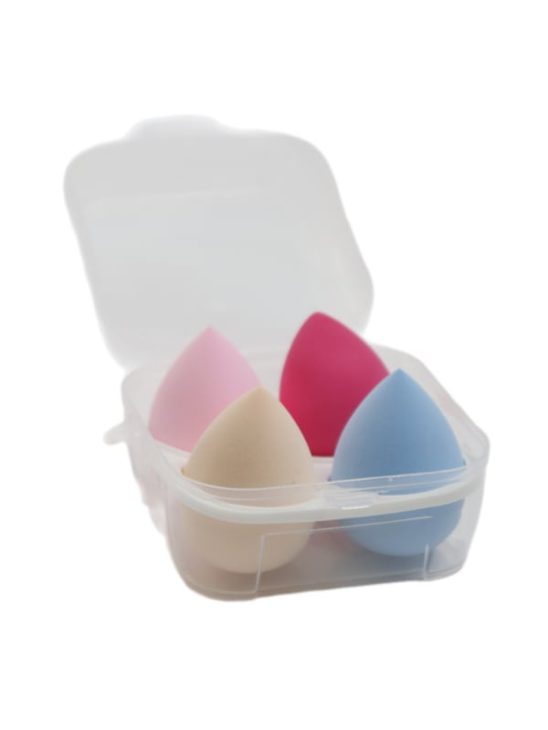 Salon System Makeup Sponges with Storage Case, 4 Pieces, Wet and Dry Application