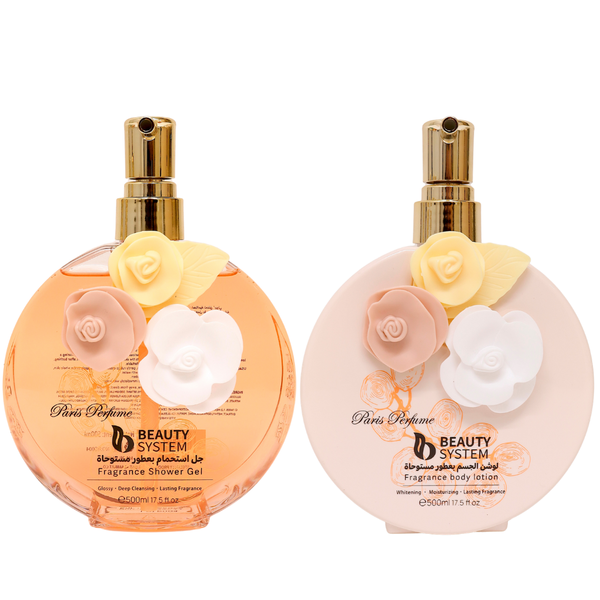 Beauty System Peach Lotion and Shower Gel Set, Fragranced, 500ml + 500ml