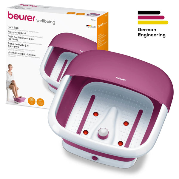 Beurer FB 30 Foldable Foot Spa with Vibration, Bubbles, Temperature Control and Pumice Stone
