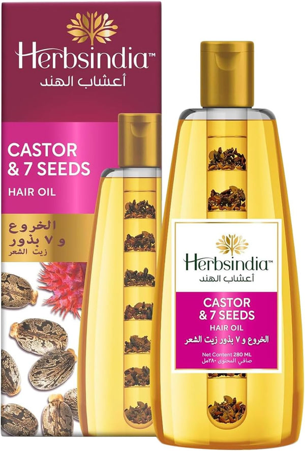 Herbsindia Castor & 7 Seeds Hair Oil Liquid Nourishing Formula 280 ml