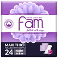 Fam Night Sanitary Pads with Wings, Natural Cotton Feel, Economic 24 Pack