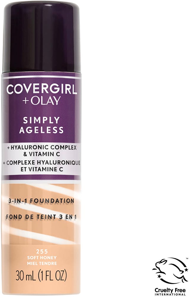 CoverGirl Simply Ageless 3-in-1 Foundation Cream Soft Honey with Hyaluronic Acid and Vitamin C