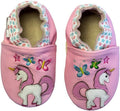 Rose et Chocolat ClassicZ Magic Unicorn Pink Leather Slippers, Girls 2-3 Years