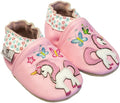 Rose et Chocolat ClassicZ Magic Unicorn Pink Leather Slippers, Girls 2-3 Years
