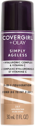CoverGirl Simply Ageless 3-in-1 Cream Foundation Hyaluronic Acid Vitamin C 257 Golden Tan 1 Pc