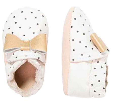 Rose et Chocolat ClassicZ Leather Slippers Soft Suede Sole Polka Dot White