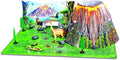 Maisto Built-N-Play Dinosaur Cardboard Playset with Volcano, Landscape and Toy Car