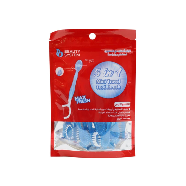 Beauty System Disposable Toothbrush, Toothpaste and Dental Floss Kit, 10 Pieces