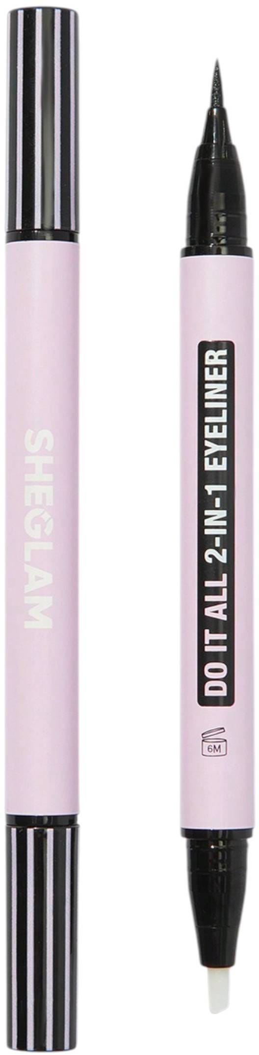 Sheglam Do It All 2-In-1 Liquid Eyeliner, Sponge Tip with Liner Remover, Black
