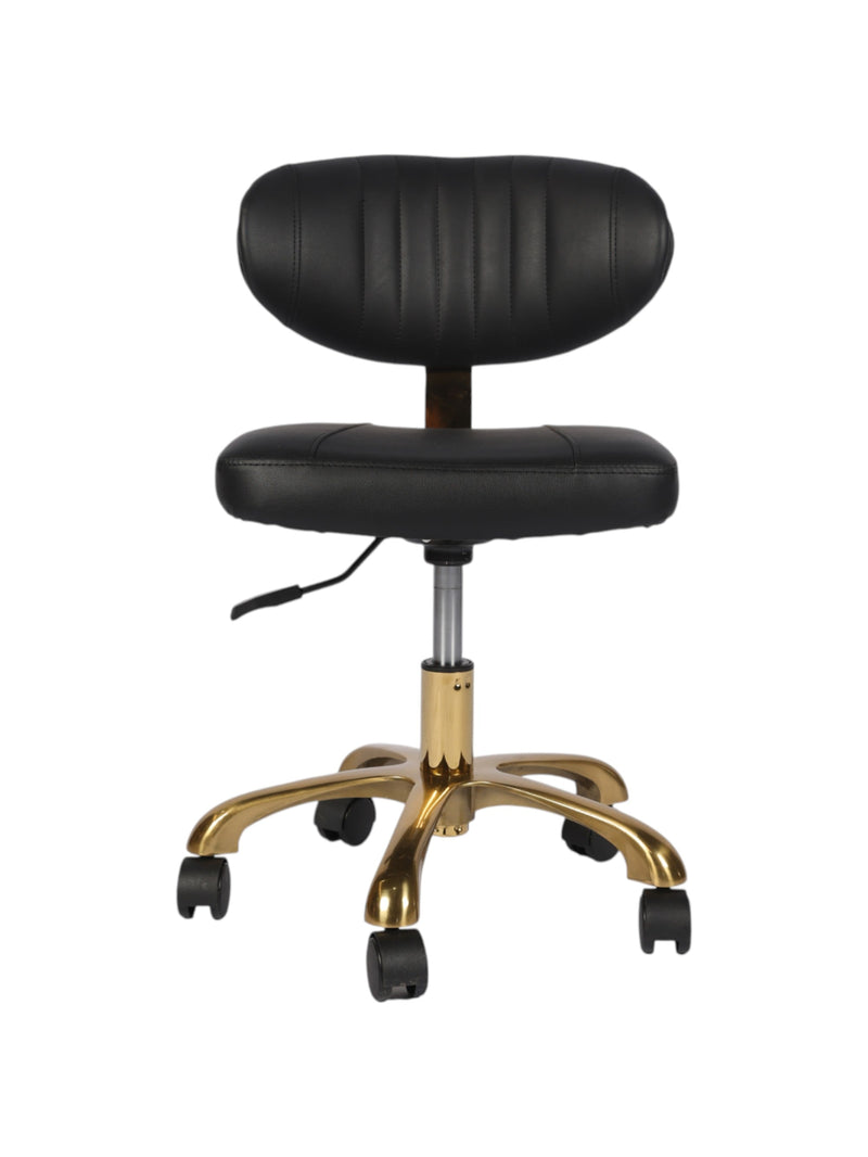 Salon System Black and Gold Technician Chair Padded Hydraulic Height Adjustable