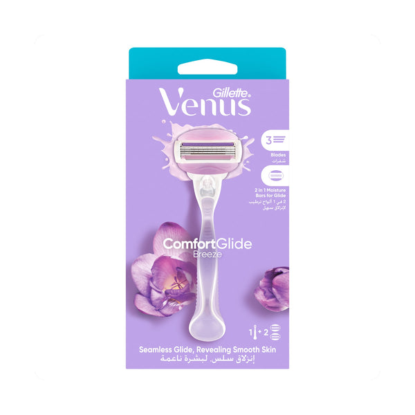 Gillette Venus Comfort Glide Razor 3-Blade Shave Gel Bars 2-Count Refills