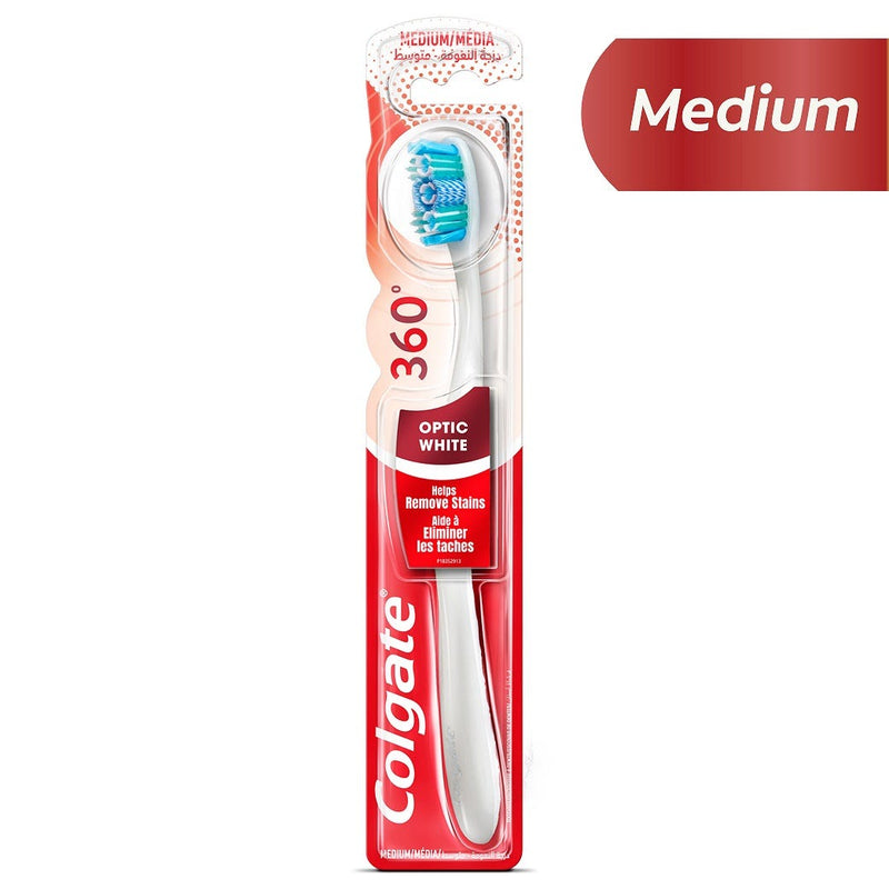 Colgate 360 Optic Bright Medium Toothbrush, Whole-Mouth Cleaning, 1 Piece