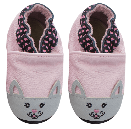 Rose et Chocolat ClassicZ Girls' Leather Indoor Slippers, Pink Sweetheart Kitty