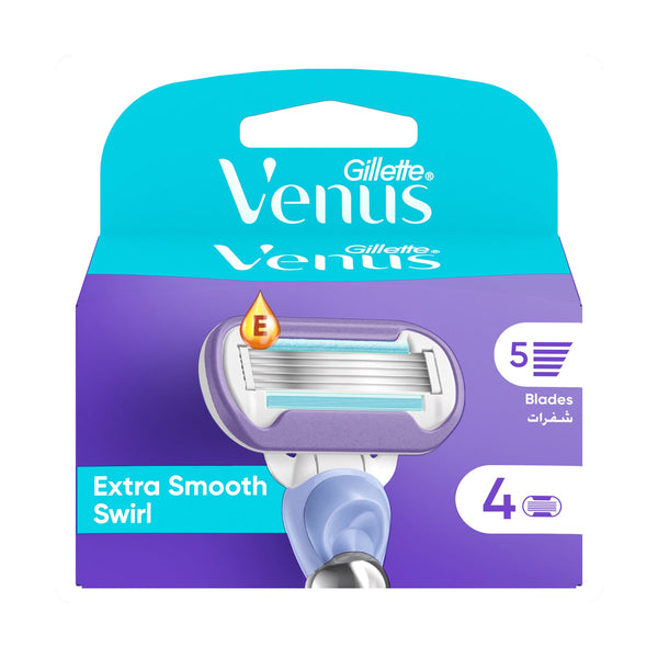 Gillette Venus Extra Smooth Swirl Razor Blade Refills Flexiball 5 Blades 4 Pieces