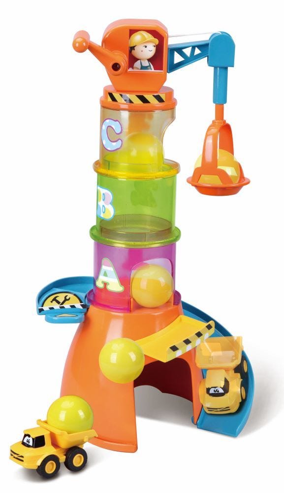 BB Junior Volvo Stacking Crane Toy, Size-Comparison Construction Playset